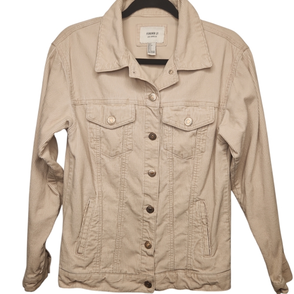 FOREVER 21 Women's Cream Button Front Corduory Jacket Size S